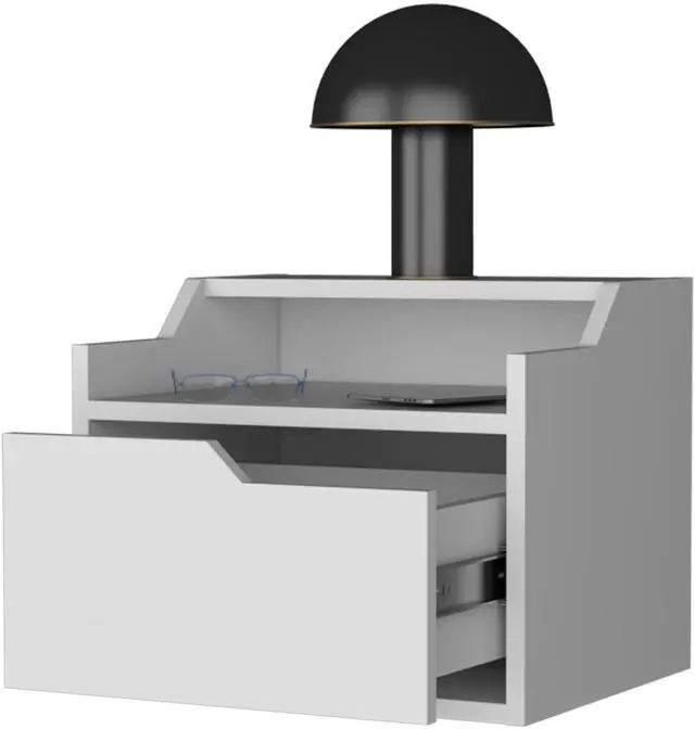 Alt view image 7 of 7 - Florence Floating Nightstand with Drawer and Dual-Shelf Display
