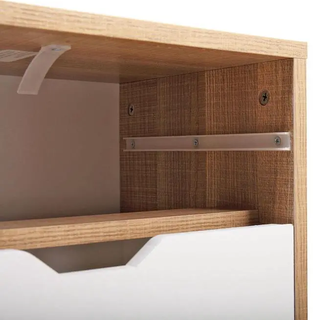 Alt view image 7 of 7 - Set of 2 Wooden Modern Nightstand with 2 Drawers and 4 Solid Splayed Legs, Living Room Bedroom Furniture- White