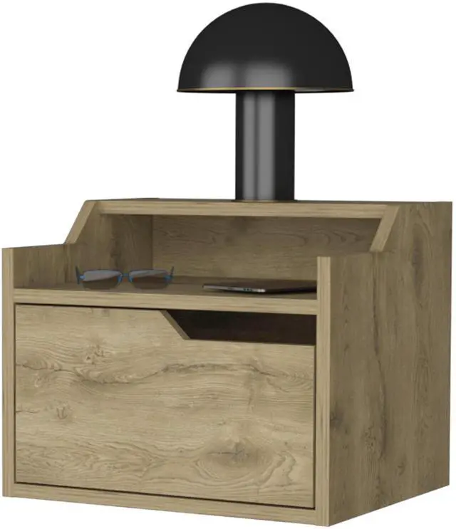 Alt view image 4 of 7 - Florence Floating Nightstand with Drawer and Dual-Shelf Display