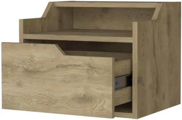 Alt view image 7 of 7 - Florence Floating Nightstand with Drawer and Dual-Shelf Display