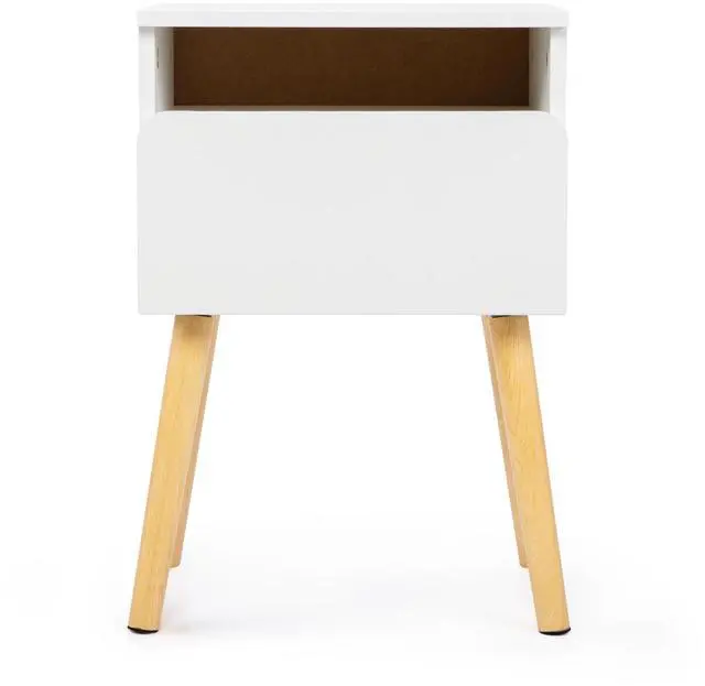 Alt view image 2 of 7 - 2-piece modern bedside table, bedroom coffee table with drawers, shelves, living room bedside furniture, white