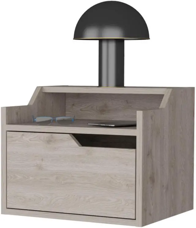 Alt view image 4 of 7 - Florence Floating Nightstand with Drawer and Dual-Shelf Display