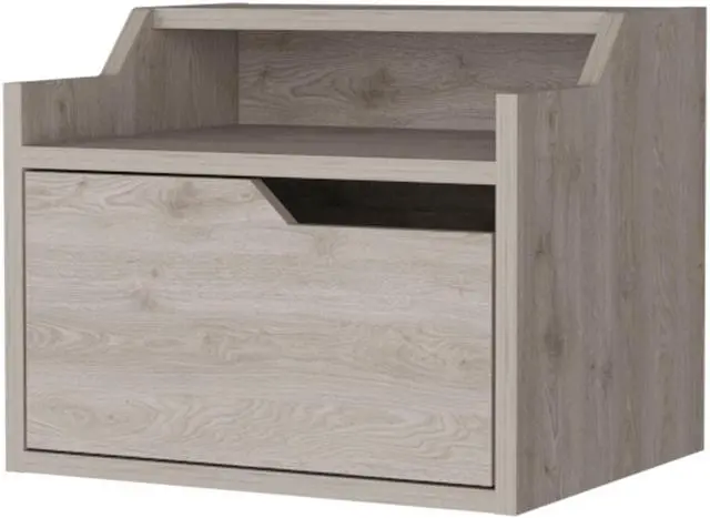 Alt view image 6 of 7 - Florence Floating Nightstand with Drawer and Dual-Shelf Display