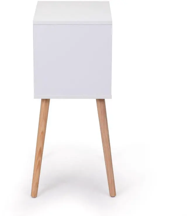 Alt view image 3 of 7 - Nightstand with 2 Drawers, Bedside Tables with Solid Wood Legs and Storage, End Table, Side Table, Bedside Furniture for Bedroom, Living Room, White Walnut,2pcs