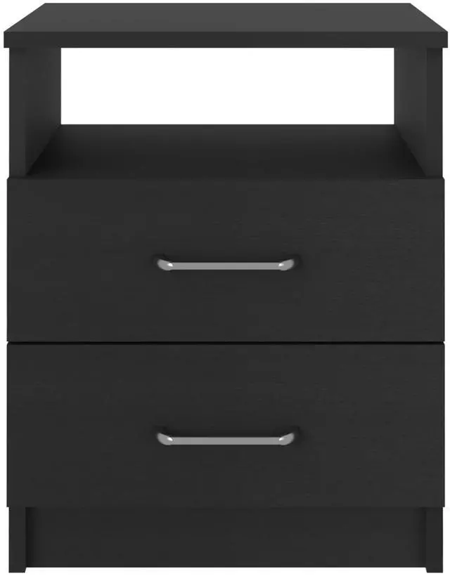 Alt view image 3 of 7 - Nightstand Olivenza, Two Drawers, Black Wengue Finish