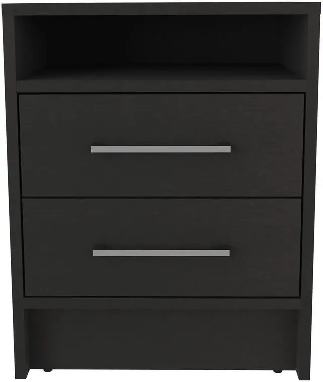 Alt view image 2 of 7 - Eter Nightstand , End Table, Side Table Superior Top, Two Drawers -Black