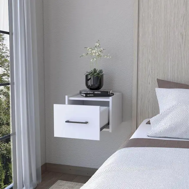 Alt view image 2 of 7 - White Wall-Mounted Floating Nightstand