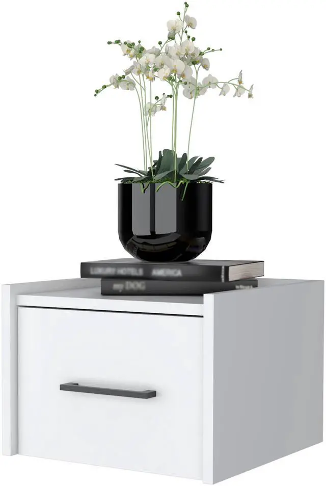 Alt view image 5 of 7 - White Wall-Mounted Floating Nightstand