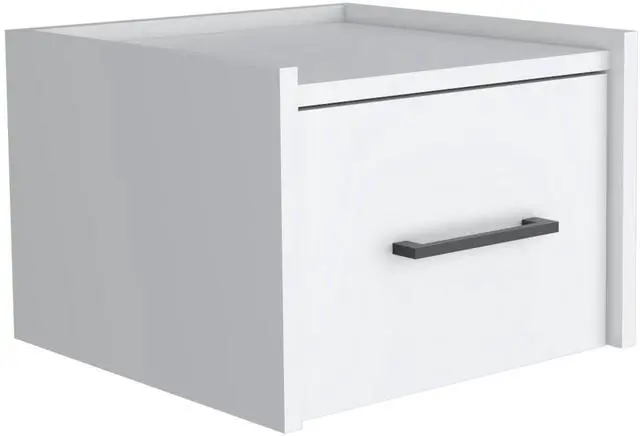 Alt view image 2 of 5 - Boa Floating Nightstand , End Table, Side Table Wall-Mounted Single Drawer Design with Handle- White - Bedroom