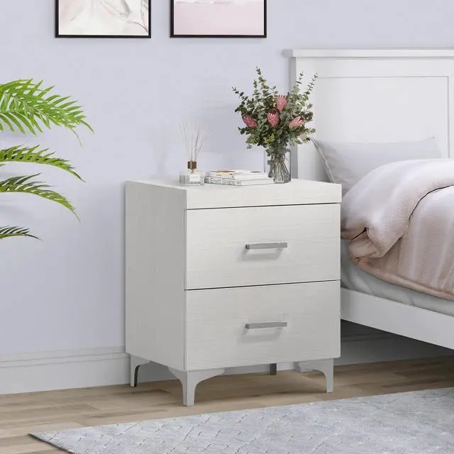 Main image of White 2-drawer Nightstand