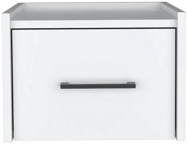 Alt view image 5 of 5 - Boa Floating Nightstand , End Table, Side Table Wall-Mounted Single Drawer Design with Handle- White - Bedroom