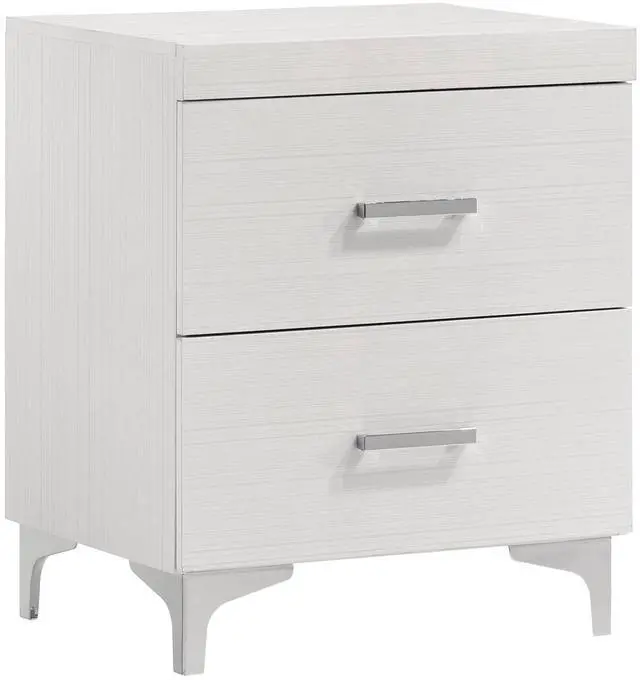 Alt view image 2 of 7 - White 2-drawer Nightstand