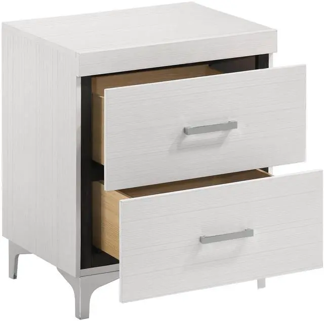 Alt view image 4 of 7 - White 2-drawer Nightstand