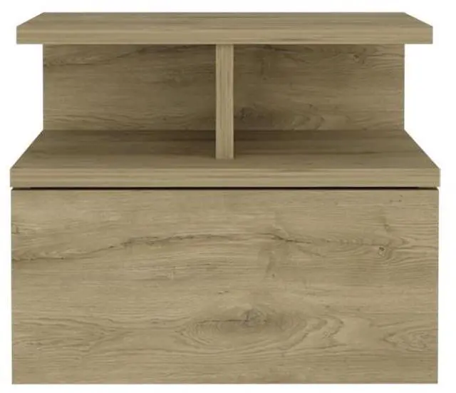 Alt view image 2 of 7 - Adele Floating Nightstand with Drawer and Open Storage Shelves