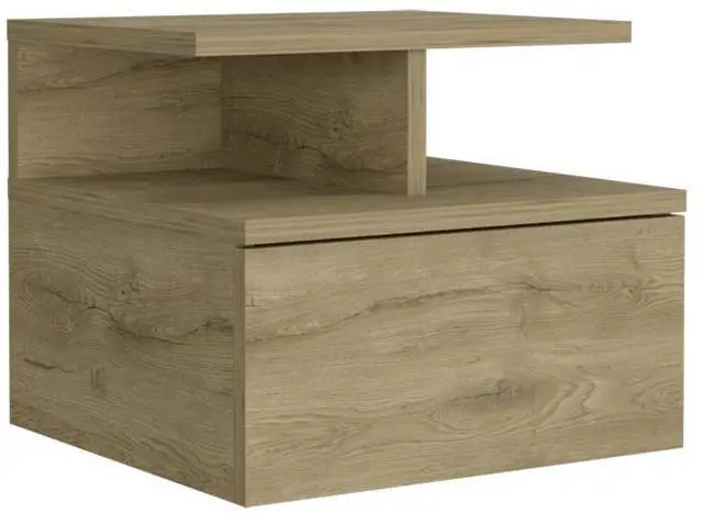 Alt view image 6 of 7 - Adele Floating Nightstand with Drawer and Open Storage Shelves