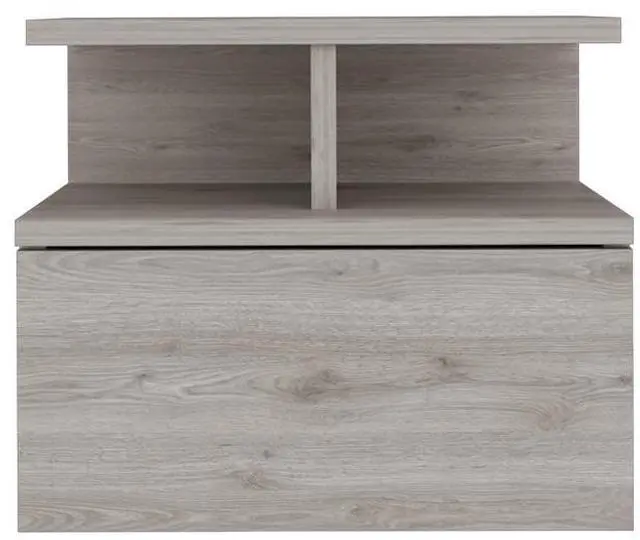 Alt view image 2 of 7 - Adele Floating Nightstand with Drawer and Open Storage Shelves