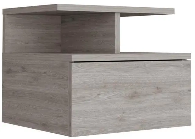 Alt view image 6 of 7 - Adele Floating Nightstand with Drawer and Open Storage Shelves