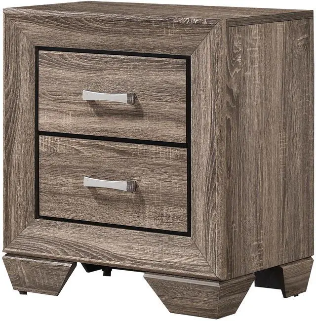 Alt view image 3 of 7 - Tomasina Washed Taupe 2-Drawer Rectangular Nightstand
