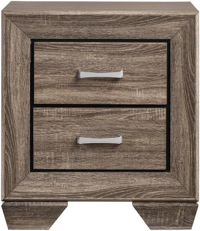 Alt view image 4 of 7 - Tomasina Washed Taupe 2-Drawer Rectangular Nightstand