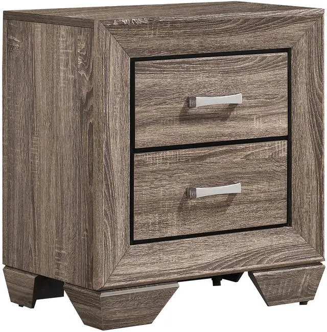 Alt view image 2 of 7 - Tomasina Washed Taupe 2-Drawer Rectangular Nightstand