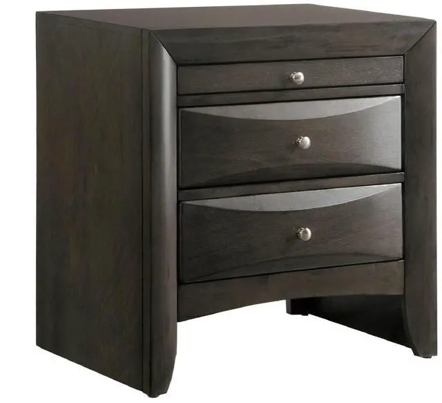 Alt view image 3 of 7 - 1Pc Contemporary 2 Drawer Nightstand End Table Jewelry Tray Gray Finish Solid Wood Wooden Bedroom Furniture