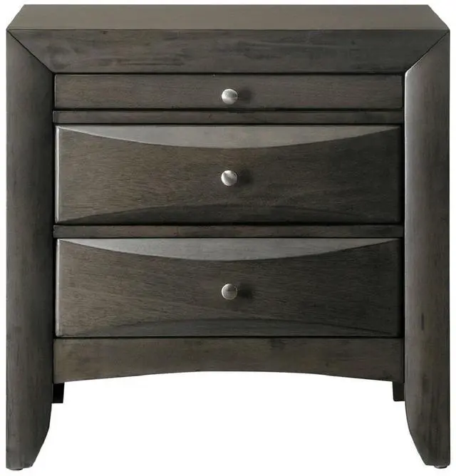Alt view image 2 of 7 - 1Pc Contemporary 2 Drawer Nightstand End Table Jewelry Tray Gray Finish Solid Wood Wooden Bedroom Furniture