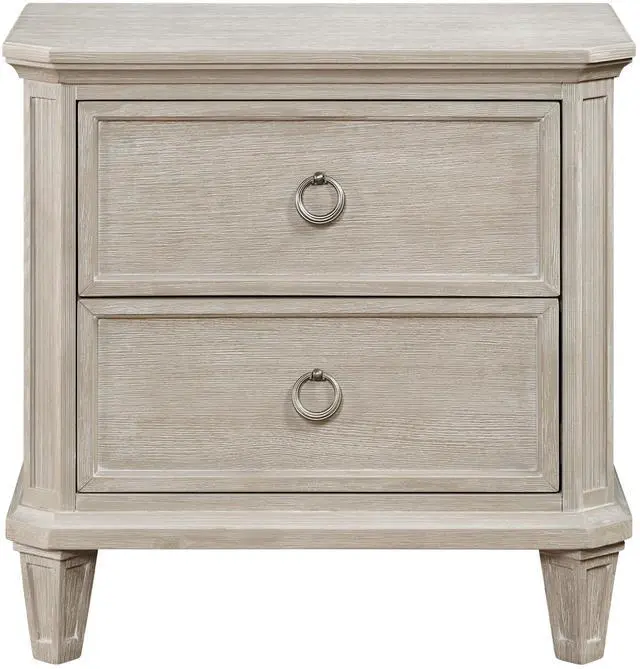 Alt view image 2 of 6 - Light Brown Finish Two Drawers Nightstand Traditional Design Bedroom Furniture 1pc Bedside Cabinet Clipped Corners