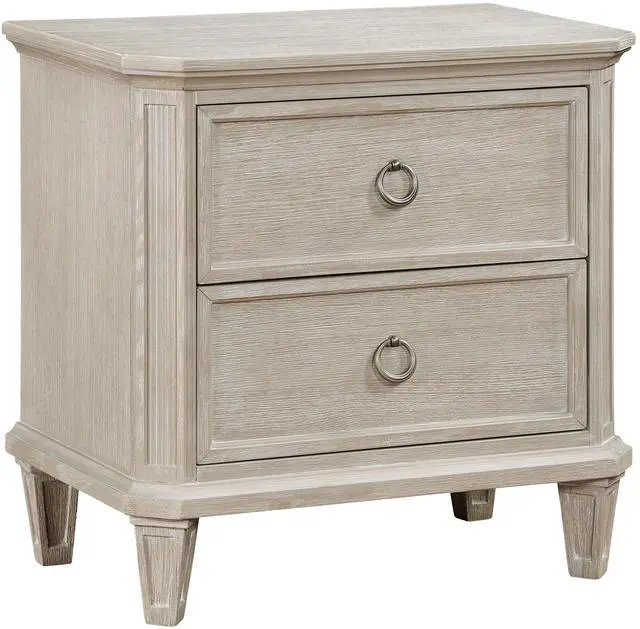 Alt view image 3 of 6 - Light Brown Finish Two Drawers Nightstand Traditional Design Bedroom Furniture 1pc Bedside Cabinet Clipped Corners
