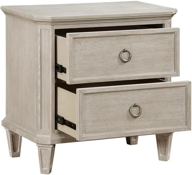 Alt view image 4 of 6 - Light Brown Finish Two Drawers Nightstand Traditional Design Bedroom Furniture 1pc Bedside Cabinet Clipped Corners