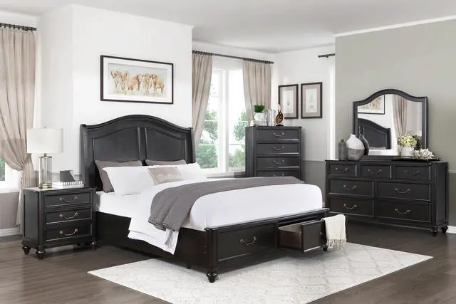 Alt view image 5 of 6 - Charcoal Brown Finish Traditional Bedroom Furniture 1pc Nightstand of 3 Drawers Antique Handles Classic Design Bedside Table