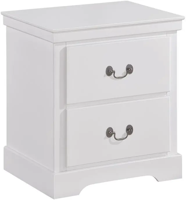 Alt view image 3 of 7 - 1pc Classic Traditional 2 Drawers Nightstand White Finish Bedroom Furniture Wooden Bedside Table Cabinet