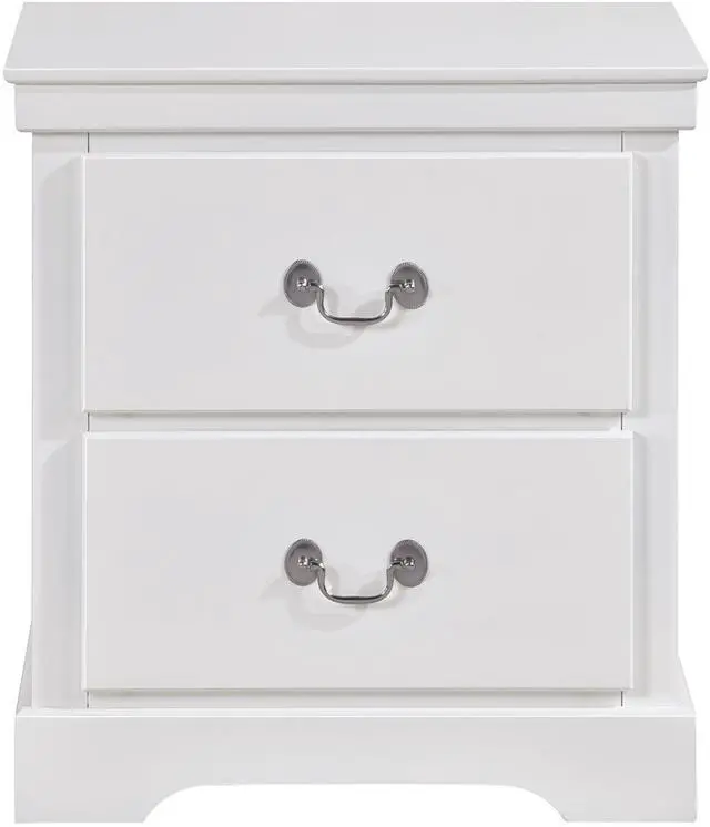 Alt view image 2 of 7 - 1pc Classic Traditional 2 Drawers Nightstand White Finish Bedroom Furniture Wooden Bedside Table Cabinet