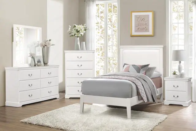 Alt view image 5 of 7 - 1pc Classic Traditional 2 Drawers Nightstand White Finish Bedroom Furniture Wooden Bedside Table Cabinet