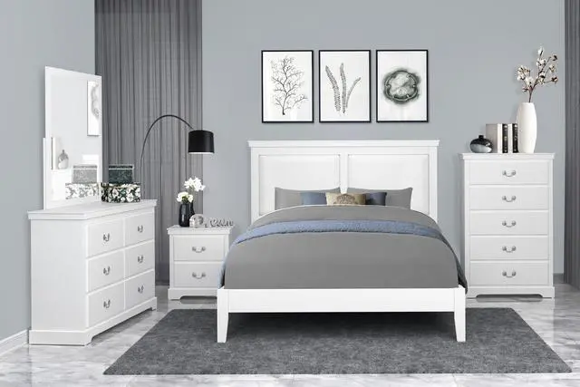 Alt view image 7 of 7 - 1pc Classic Traditional 2 Drawers Nightstand White Finish Bedroom Furniture Wooden Bedside Table Cabinet