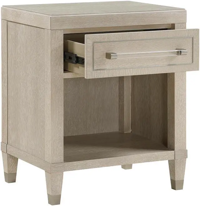 Alt view image 4 of 7 - Elegant Light Oak Finish Nightstand with Charging Ports Storage Drawer and Shelf Modern Glam Bedroom Durable Wooden Furniture 1pc