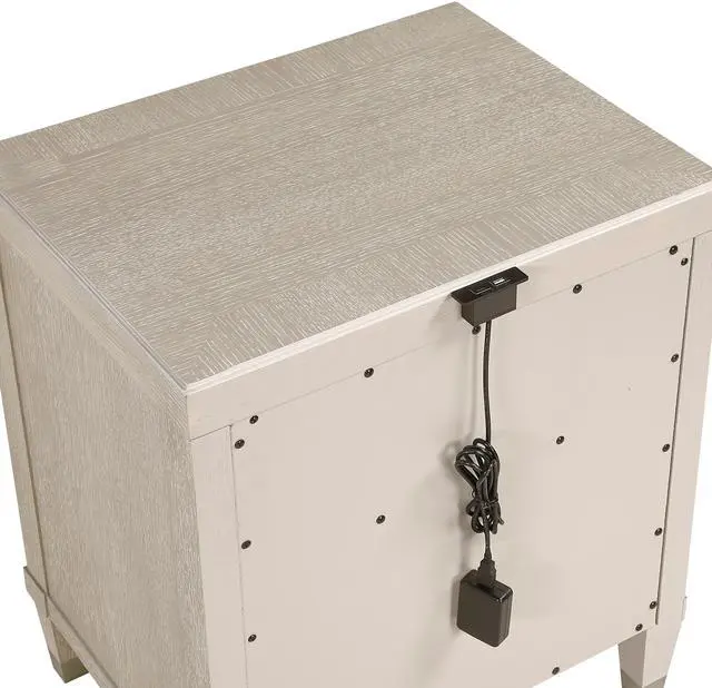 Alt view image 6 of 7 - Elegant Light Oak Finish Nightstand with Charging Ports Storage Drawer and Shelf Modern Glam Bedroom Durable Wooden Furniture 1pc