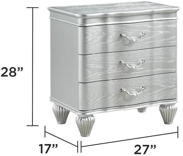 Alt view image 2 of 5 - Landmark Traditional Style 3-Drawer Night stand With metal drawer pulls Made with Wood in Silver same as G150109016 (NJ inventory)