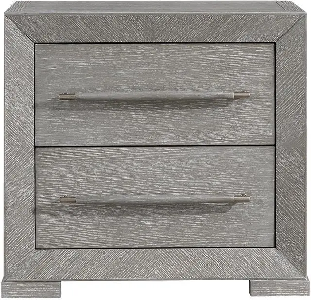 Alt view image 2 of 6 - Modern Gray Finish Nightstand with 2x Storage Drawer Contemporary Bedroom Furniture, Gray Tone Handles Bedside Table 1pc