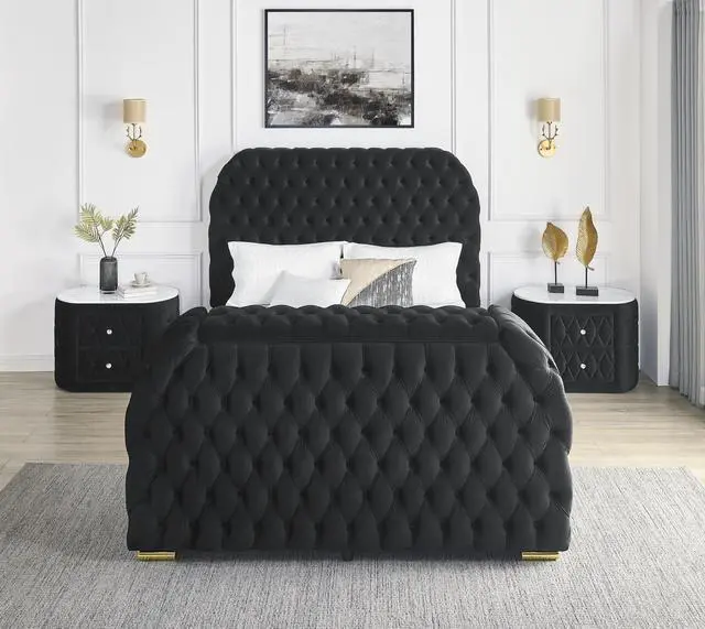 Alt view image 7 of 7 - 1pc Black Nightstand Upholstery Fabric Marble Top Two Storage Drawers Wooden Bedroom Furniture Oval Black