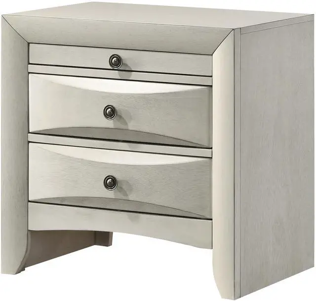 Main image of 1pc Contemporary Neutral White Finish Curved Drawer Fronts Storage Drawers Nightstand Wooden