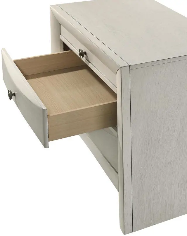 Alt view image 2 of 5 - 1pc Contemporary Neutral White Finish Curved Drawer Fronts Storage Drawers Nightstand Wooden
