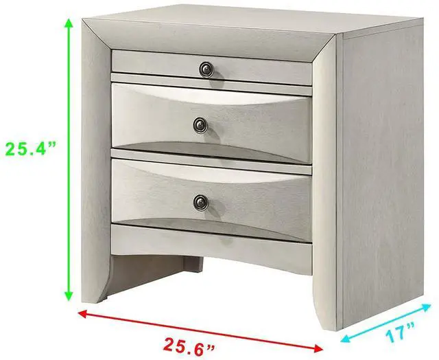 Alt view image 4 of 5 - 1pc Contemporary Neutral White Finish Curved Drawer Fronts Storage Drawers Nightstand Wooden