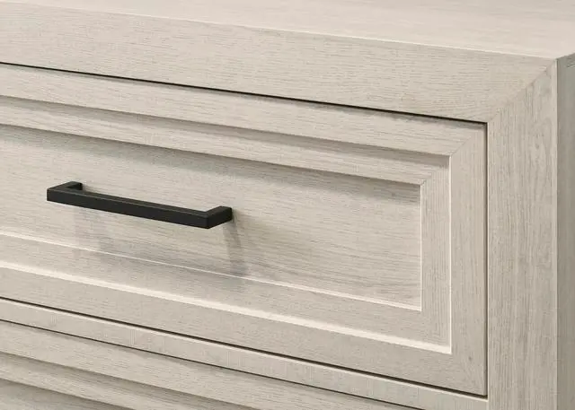 Alt view image 3 of 6 - 1pc Contemporary Two Drawer Nightstand Geometric Design Off-White Finish Wooden Furniture