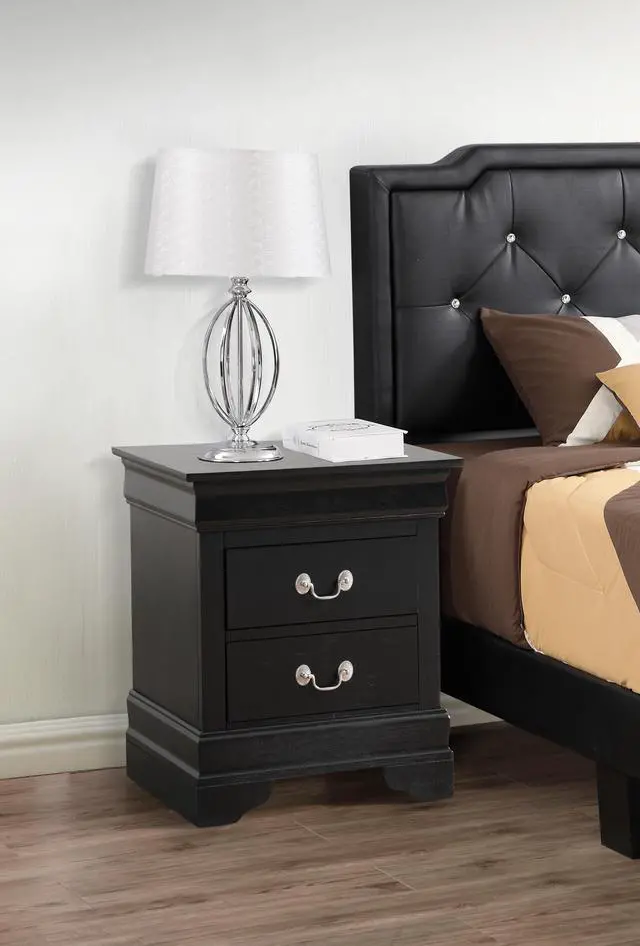 Main image of Elegant Black Nightstand With Storage
