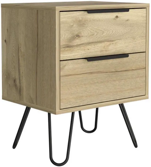 Alt view image 2 of 7 - Augusta 2 Nightstand , End Table, Side Table Four Legs, Two Drawers -Light Oak