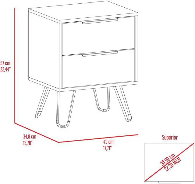 Alt view image 6 of 7 - Augusta 2 Nightstand , End Table, Side Table Four Legs, Two Drawers -Light Oak