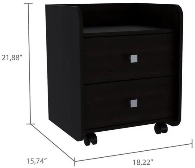 Alt view image 5 of 5 - Aura Nightstand , End Table, Side Table Metal Handle, Two Drawers, Superior Top -Black