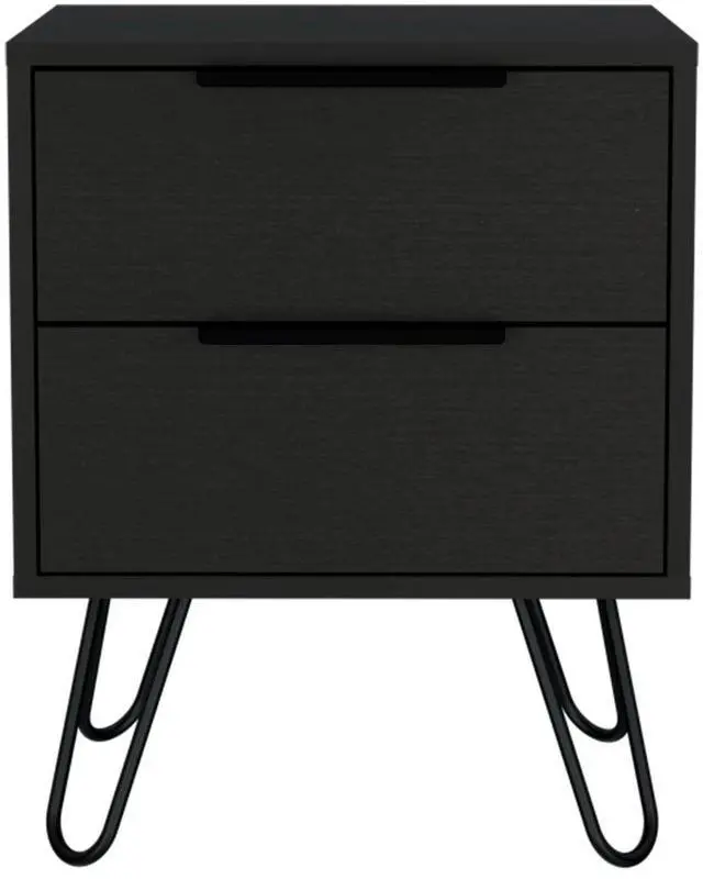Alt view image 4 of 5 - Augusta 2 Nightstand , End Table, Side Table Four Legs, Two Drawers -Black