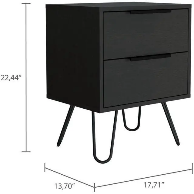 Alt view image 5 of 5 - Augusta 2 Nightstand , End Table, Side Table Four Legs, Two Drawers -Black