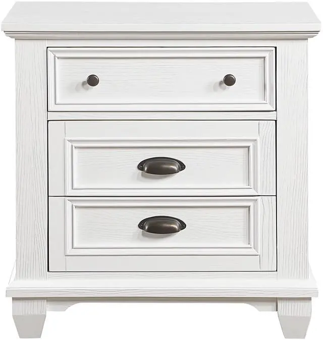 Alt view image 2 of 5 - White Finish Two Drawers Nightstand 1pc Traditional Framing Wooden Bedroom Furniture
